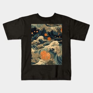 Waves mirror moon Kids T-Shirt